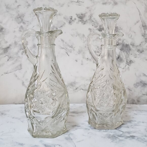 MCM Set of 2 Anchor Hocking Star of David Vinegar & Oil Cruets - Picture 5 of 5